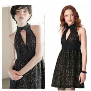 Anna Sui Black Lace and Nude Keyhole Party Dress Size 0